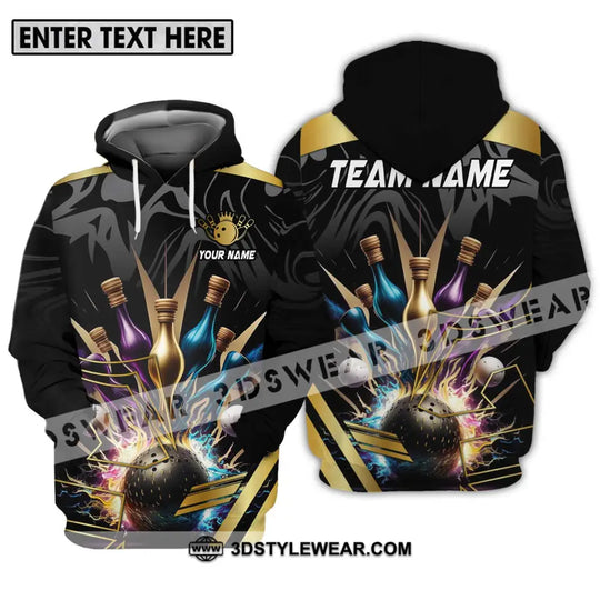 Unisex Shirt - Custom Name And Team Name Sport Shirt, Golden Color Bowling style option 3