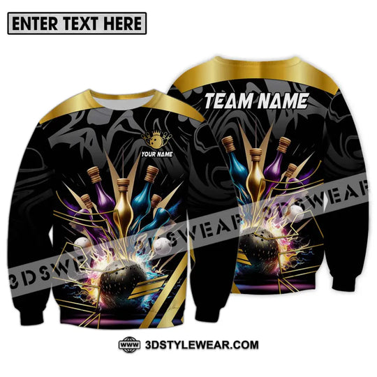 Unisex Shirt - Custom Name And Team Name Sport Shirt, Golden Color Bowling style option 4