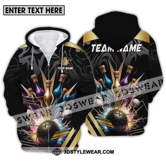 Unisex Shirt - Custom Name And Team Name Sport Shirt, Golden Color Bowling style option 2