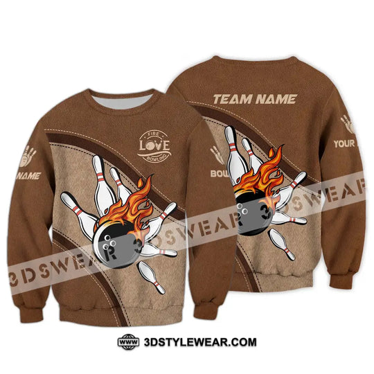 Unisex Shirt - Custom Name And Team Name Sport Shirt, Love Fire Bowling style option 4