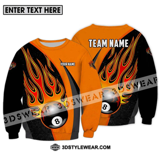 Unisex Shirt - Custom Name And Team Name Sport Shirt, Orange Billiard style option 4