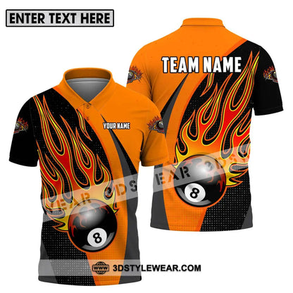Unisex Shirt - Custom Name And Team Sport Orange Billiard Polo / S T-Shirt