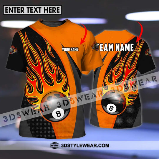 Unisex Shirt - Custom Name And Team Name Sport Shirt, Orange Billiard style option 1