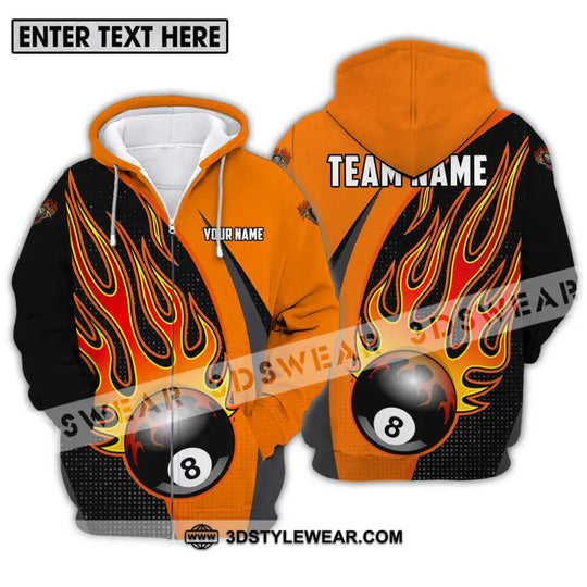 Unisex Shirt - Custom Name And Team Name Sport Shirt, Orange Billiard style option 2