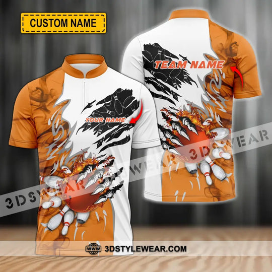 Unisex Shirt - Custom Name And Team Name Sport Shirt, Orange Bowling style option 1