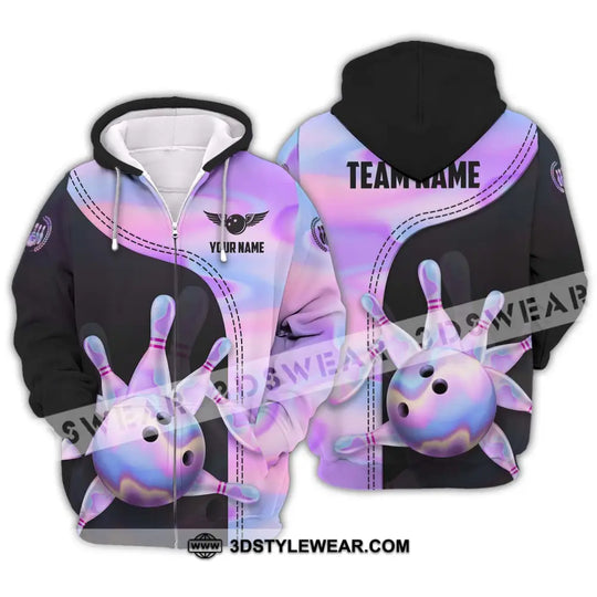 Unisex Shirt - Custom Name And Team Name Sport Shirt, Pastel Color Bowling style option 2