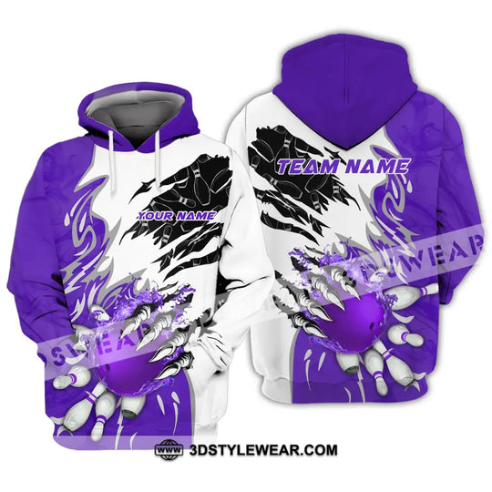 Unisex Shirt - Custom Name And Team Name Sport Shirt, Purple Bowling style option 3