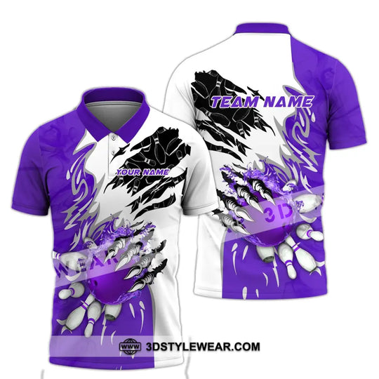 Unisex Shirt - Custom Name And Team Name Sport Shirt, Purple Bowling style option 2