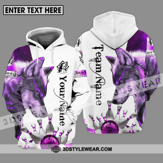 Unisex Shirt - Custom Name And Team Name Sport Shirt, Purple Wolf Bowling style option 3