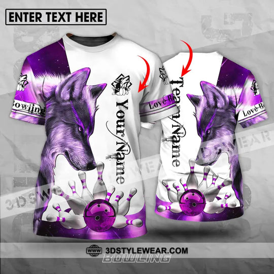 Unisex Shirt - Custom Name And Team Name Sport Shirt, Purple Wolf Bowling style option 1