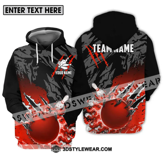Unisex Shirt - Custom Name And Team Name Sport Shirt, Red Bowling Ball And Pins style option 3