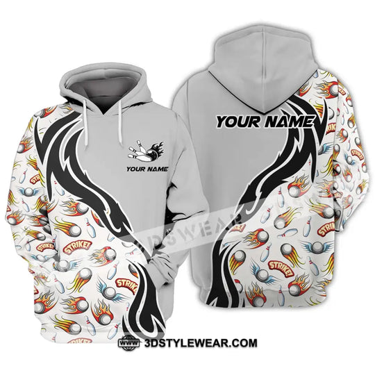 Unisex Shirt - Custom Name And Team Name Shirt, Strike Fire Bowling Ball And Pins style option 3