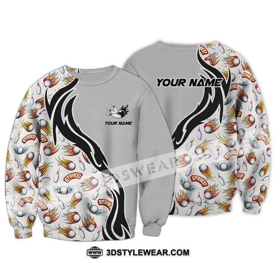 Unisex Shirt - Custom Name And Team Name Shirt, Strike Fire Bowling Ball And Pins style option 4