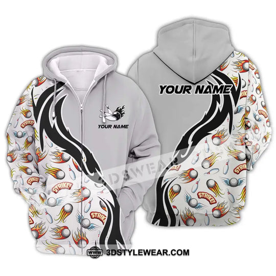 Unisex Shirt - Custom Name And Team Name Shirt, Strike Fire Bowling Ball And Pins style option 2