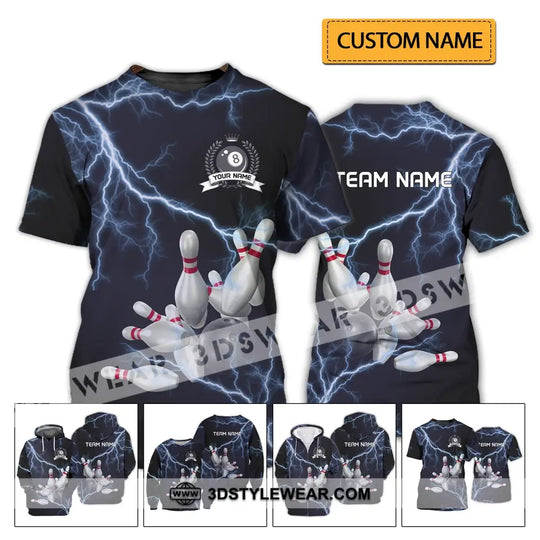Unisex Shirt - Custom Name And Team Name Shirt - Thunder Bowling Balls style option 2