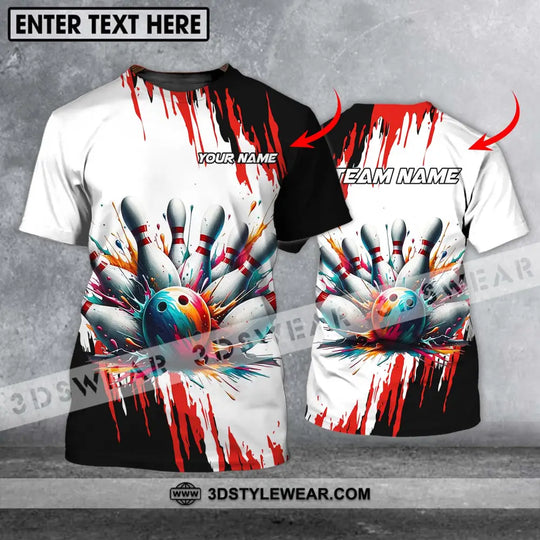 Unisex Shirt - Custom Name And Team Name Shirt, Watercolor Paint Bowling style option 1