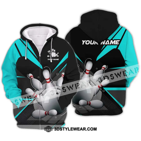 Unisex Shirt - Custom Name And Team Name Shirt, White Bowling Ball And Pins style option 2