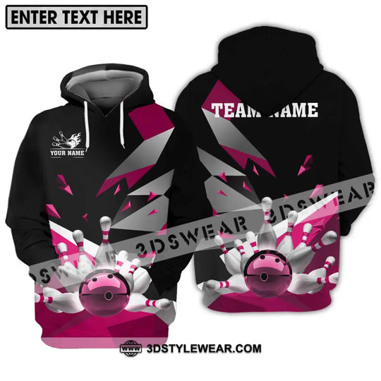 Unisex Shirt - Custom Name And Team Name Shirt, White Bowling Pins Pink Shirt style option 3