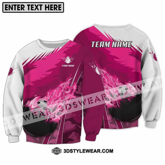 Unisex Shirt - Custom Name And Team Name Shirt, White Pink Bowling style option 4