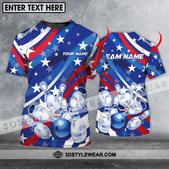 Unisex Shirt - Custom Name And Team Name Shirt, White Stars Bowling Flag Shirt style option 1