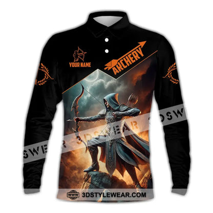 Unisex Shirt Custom Name Archer Archery Polo Long Sleeve Gift / S T-Shirt