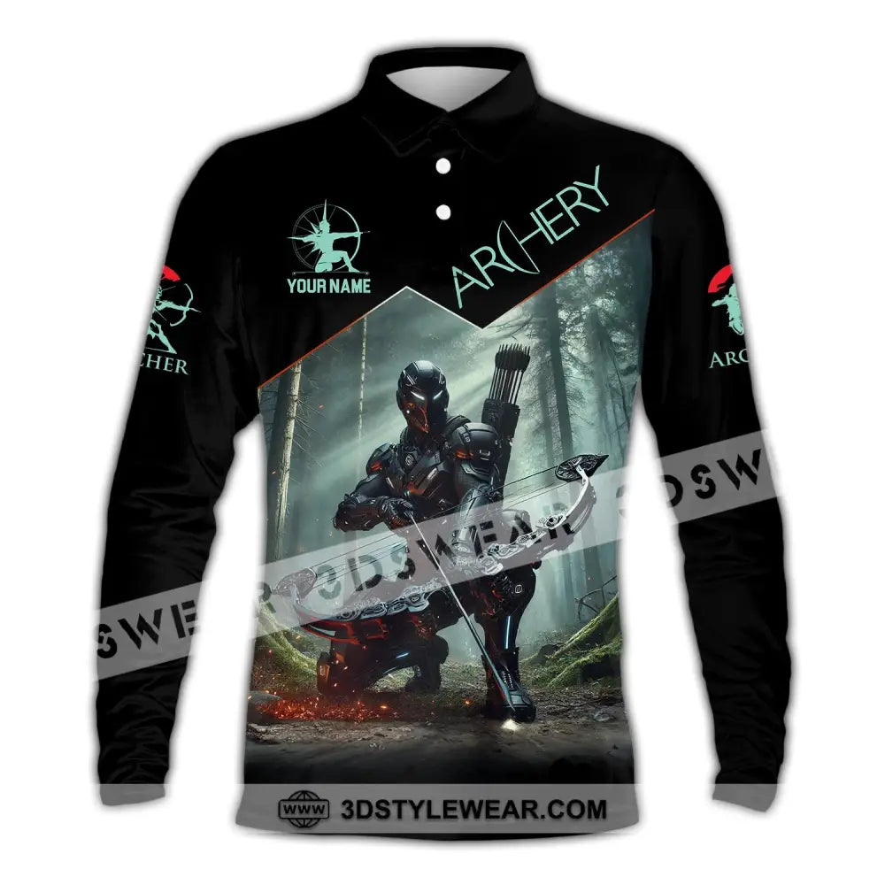 Unisex Shirt Custom Name Archer Archery Polo Long Sleeve Gift / S T-Shirt