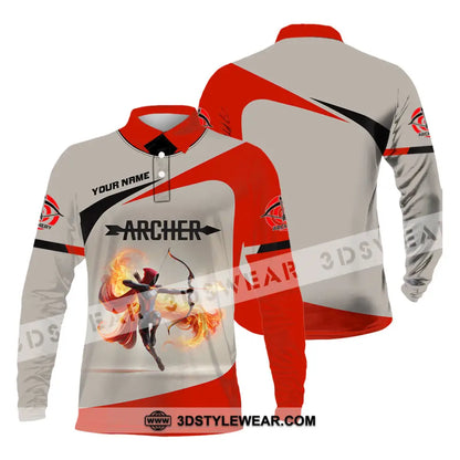 Unisex Shirt Custom Name Archery Shirt Archery Polo Long Sleeve Shirt Archery Gift Long Sleeve Polo / S T-shirt