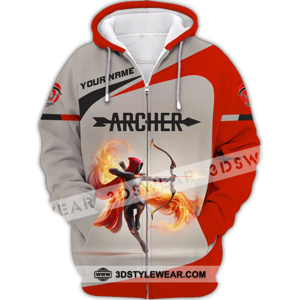 Unisex Shirt Custom Name Archery Shirt Archery Polo Long Sleeve Shirt Archery Gift Zipper Hoodie / S T-shirt