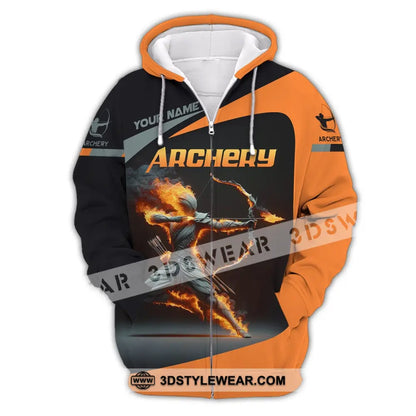 Unisex Shirt Custom Name Archery Shirt Archery Polo Long Sleeve Archery Love T-Shirt Zipper Hoodie / S T-shirt