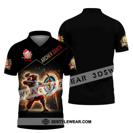 Unisex Shirt, Custom Name Archery Santa Shirt, Archery Lover Christmas Gift style option 4