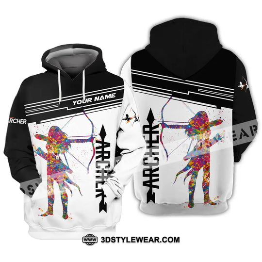 Unisex Shirt - Custom Name Archery Sport Shirt, Black And White style option 3