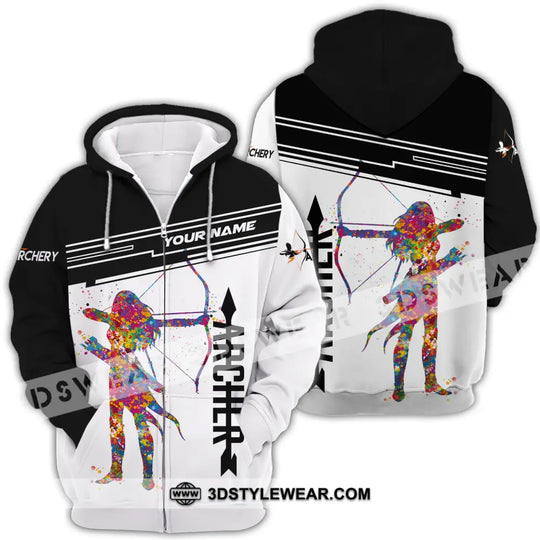 Unisex Shirt - Custom Name Archery Sport Shirt, Black And White style option 4