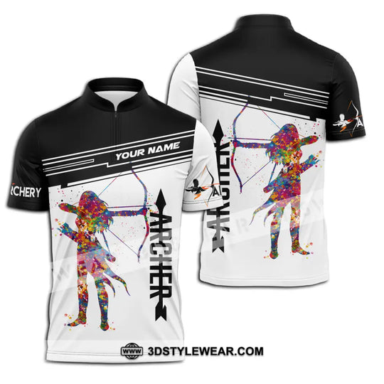Unisex Shirt - Custom Name Archery Sport Shirt, Black And White style option 2