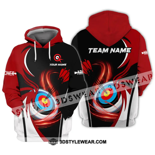 Unisex Shirt - Custom Name Archery Sport Shirt, Red Wave style option 3