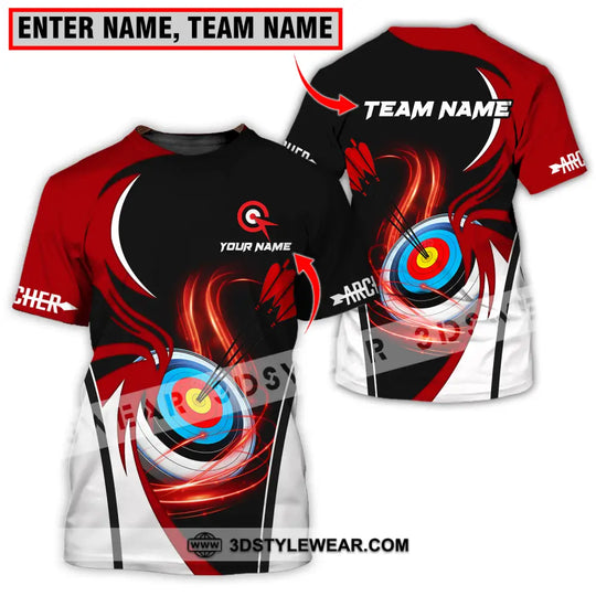Unisex Shirt - Custom Name Archery Sport Shirt, Red Wave style option 1