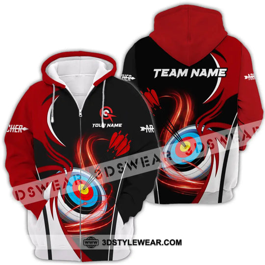 Unisex Shirt - Custom Name Archery Sport Shirt, Red Wave style option 4