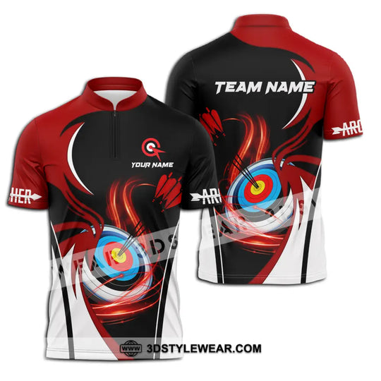 Unisex Shirt - Custom Name Archery Sport Shirt, Red Wave style option 2