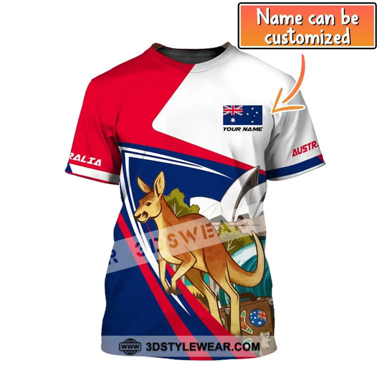 Unisex Shirt, Custom Name Australia T-Shirt, Kangaroo, Australia T-Shirt style option 1