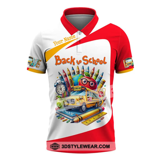 Unisex Shirt, Custom Name Back To School Shirt, Back To School Polo Long Sleeve, Back To School Gift style option 4