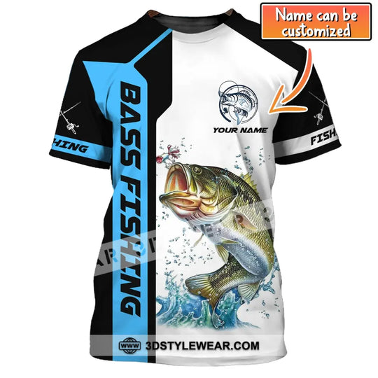 Unisex Shirt, Custom Name Bass Fishing T-Shirt, Fishing Apparel, Shirt for Fishermen style option 1