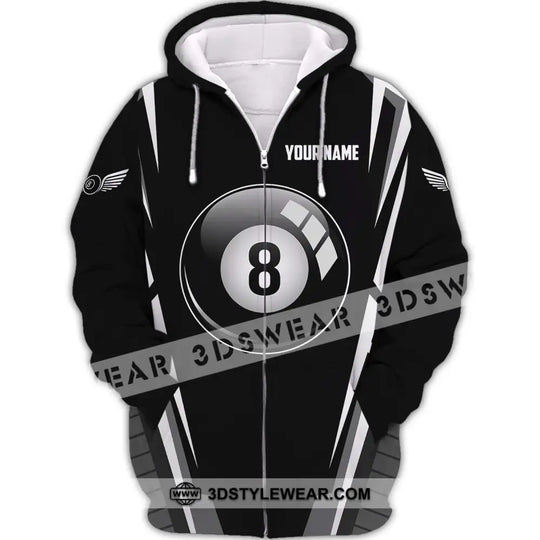 Unisex Shirt - Custom Name Shirt - Billiard Ball Black And White Shirt style option 4