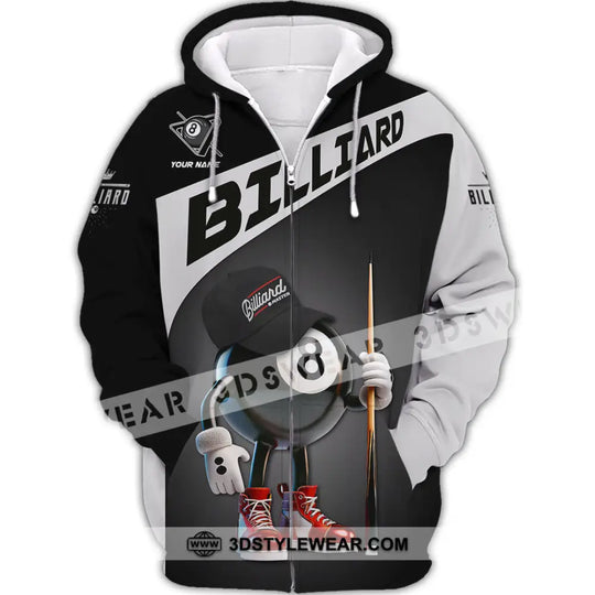Unisex Shirt, Custom Name Billiard Shirt, Billiard Lover Polo Long Sleeve Shirt, Billiard Gift style option 3