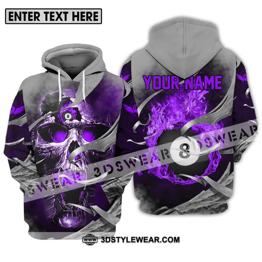 Unisex Shirt - Custom Name Billiards Shirt, Purple Skull style option 3