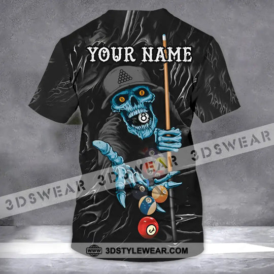 Unisex Shirt - Custom Name Billiards T-Shirt - Billiards Skull - Billiards Clothing style option 3