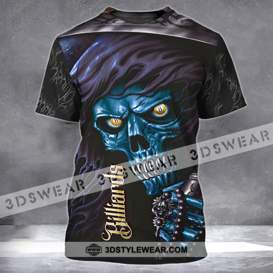 Unisex Shirt - Custom Name Billiards T-Shirt - Billiards Skull - Billiards Clothing style option 2
