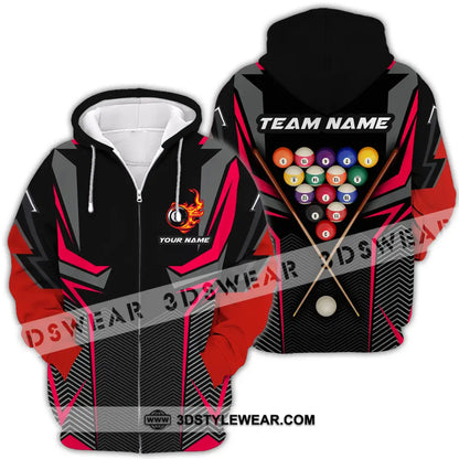 Unisex Shirt - Custom Name Billiards Zipper Hoodie / S T-Shirt