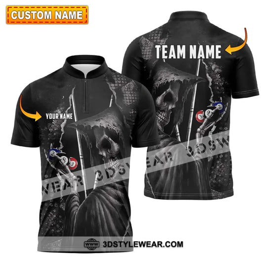 Unisex Shirt - Custom Name Black Death Sport Shirt Billiard style option 1