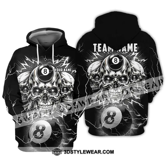 Unisex Shirt - Custom Name Black Skull Billiard Shirt style option 3