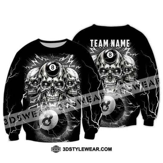 Unisex Shirt - Custom Name Black Skull Billiard Shirt style option 4