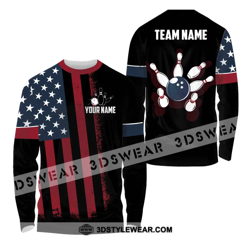 Unisex Shirt - Custom Name Bowling America Long Sleeve / S T-Shirt